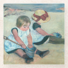 Mary Cassatt - Kinder, die am Strand spielen Glasuntersetzer