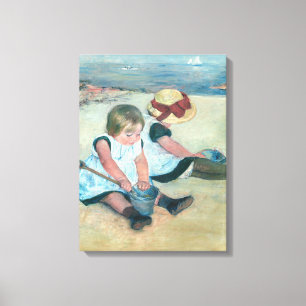 Mary Cassatt - Kinder, die am Strand spielen Leinwanddruck