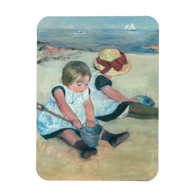 Mary Cassatt - Kinder, die am Strand spielen Magnet (Vertikal)