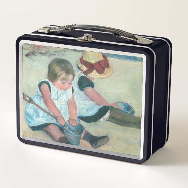 Mary Cassatt - Kinder, die am Strand spielen Metall Brotdose (Vorderseite)
