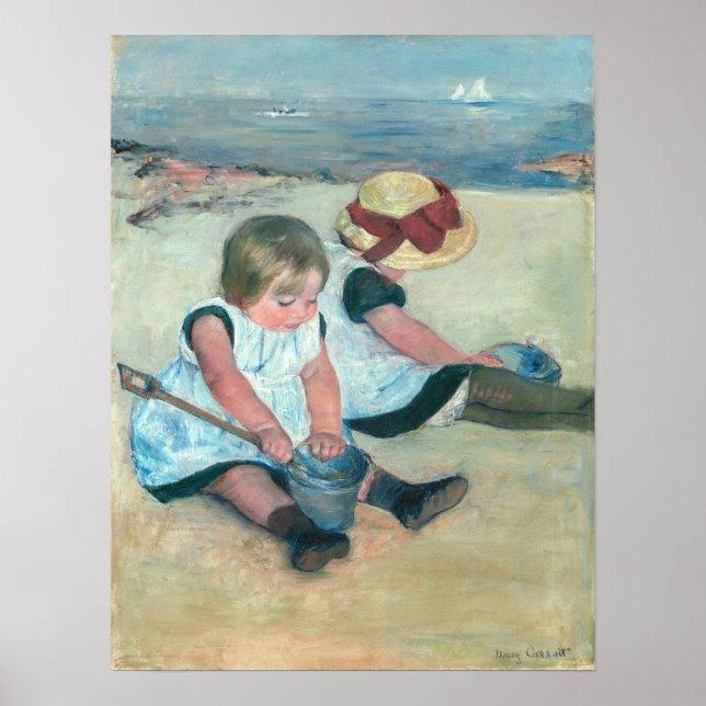 Mary Cassatt - Kinder, die am Strand spielen Poster (Vorne)
