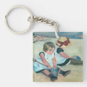 Mary Cassatt - Kinder, die am Strand spielen Schlüsselanhänger