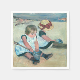Mary Cassatt - Kinder, die am Strand spielen Serviette