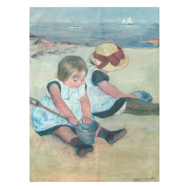 Mary Cassatt - Kinder, die am Strand spielen Tischdecke (Vorderseite)
