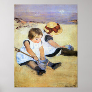Mary Cassatt-Kinder, die auf dem Strand-Plakat Poster