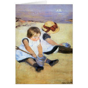 Mary Cassatt-Kinder, die auf der Strand-Karte