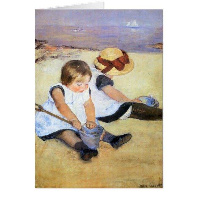 Mary Cassatt-Kinder, die auf der Strand-Karte (Vorne)