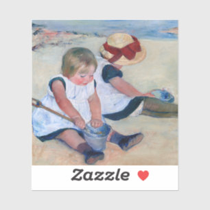 Mary Cassatt Kinder spielen am Strand 1884 Aufkleber