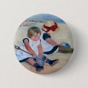 Mary Cassatt Kinder spielen am Strand 1884 Button
