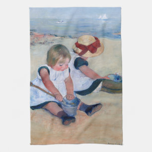 Mary Cassatt Kinder spielen am Strand 1884  Geschirrtuch