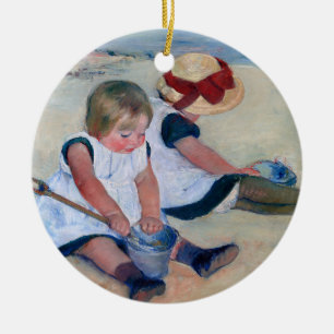 Mary Cassatt Kinder spielen am Strand 1884 Keramik Ornament