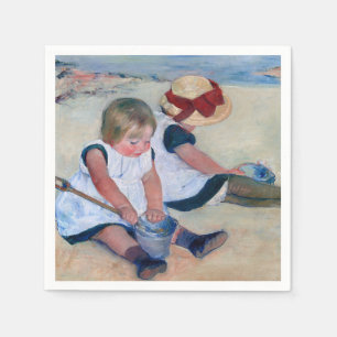Mary Cassatt Kinder spielen am Strand 1884 Serviette