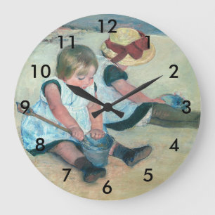 Mary Cassatt - Kinder spielen am Strand Große Wanduhr