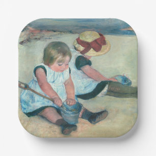 Mary Cassatt - Kinder spielen am Strand Pappteller