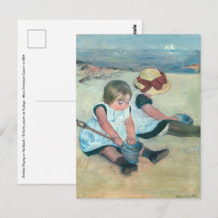 Mary Cassatt - Kinder spielen am Strand Postkarte