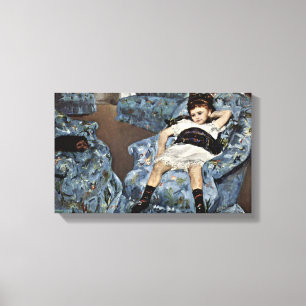 Mary Cassatt - kleines Mädchen im blauen Leinwanddruck