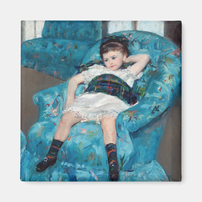 Mary Cassatt - Kleines Mädchen in einem blauen Ses Magnet (Vorne)