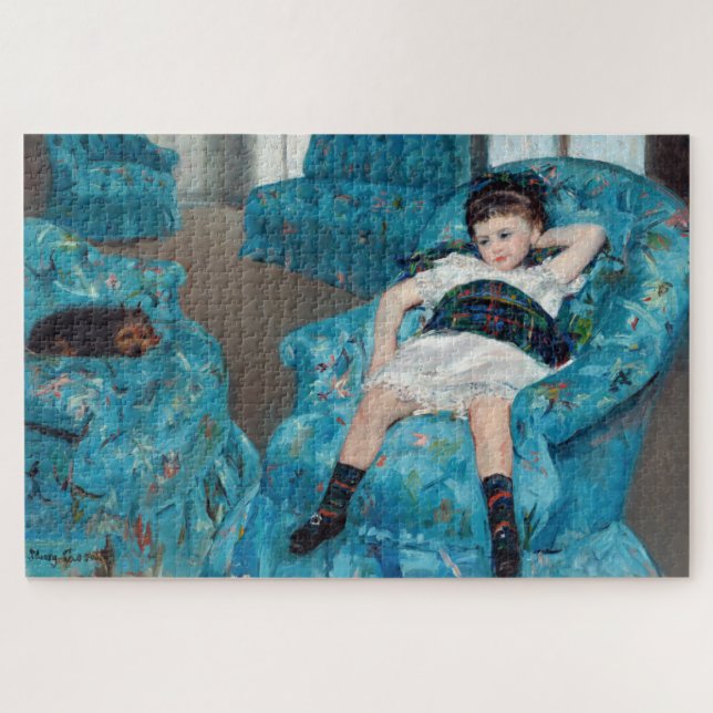 Mary Cassatt - Kleines Mädchen in einem blauen Ses Puzzle (Horizontal)