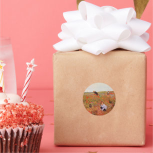 Mary Cassatt Kunstwerke, Red Poppies, Runder Aufkleber