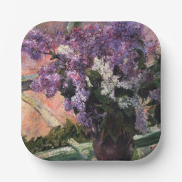 Mary Cassatt - Lilacs in einem Fenster Pappteller