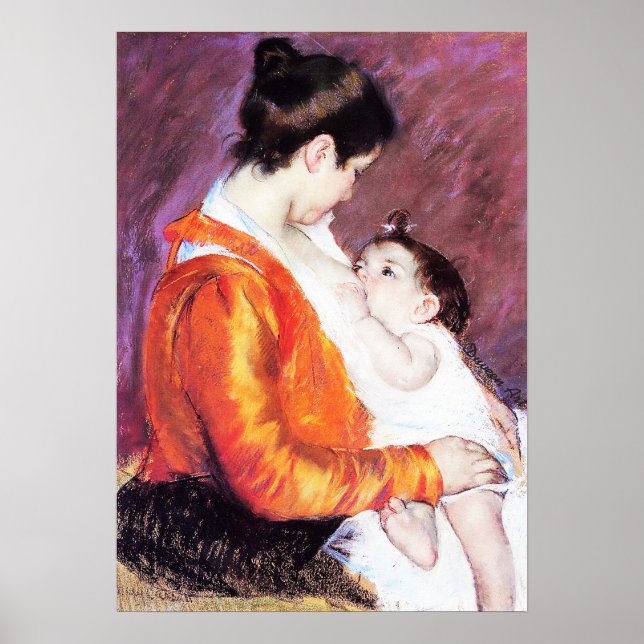 Mary Cassatt - Louise nährt ihr Kind Poster (Vorne)