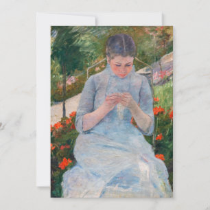 Mary Cassatt - Mädchen beim Nähen in einem Garten Einladung