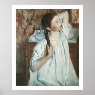 Mary Cassatt - Mädchen, die ihr Haarkopster arrang Poster