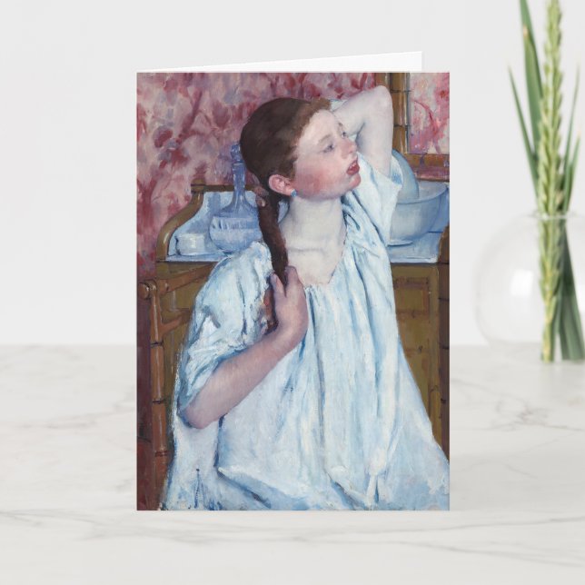 Mary Cassatt - Mädchen, die ihre Haare anordnen Karte (Vorderseite)