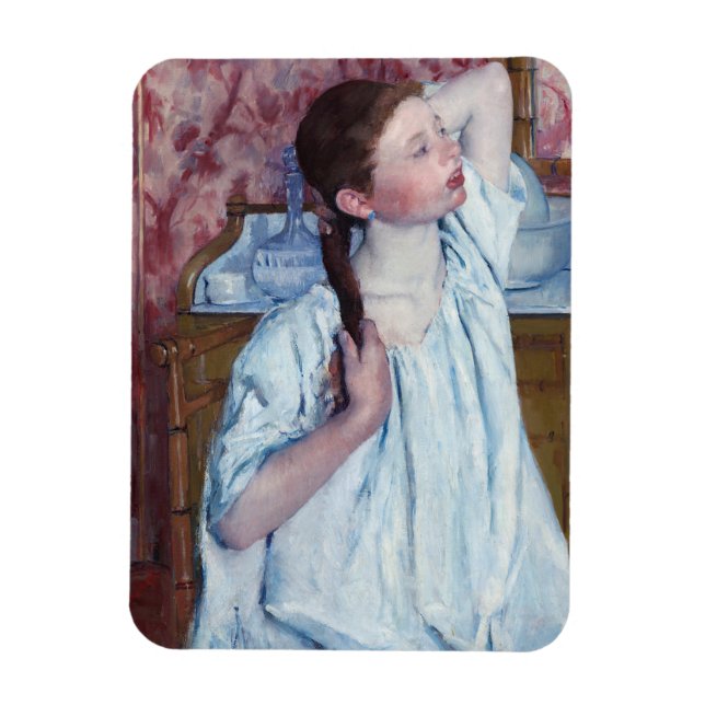 Mary Cassatt - Mädchen, die ihre Haare anordnen Magnet (Vertikal)