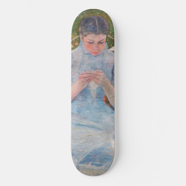 Mary Cassatt - Mädchen nähen im Garten Skateboard (Vorderseite)