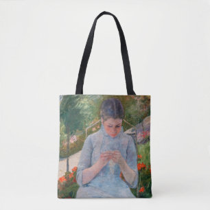 Mary Cassatt - Mädchen näht im Garten