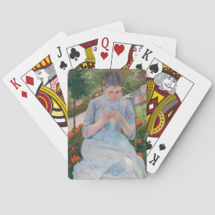 Mary Cassatt - Mädchen näht im Garten Spielkarten