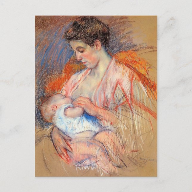 Mary Cassatt - Mutter Jeanne nährend Ihr Baby Postkarte (Vorderseite)