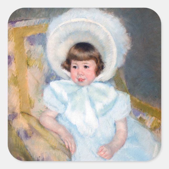 Mary Cassatt - Portrait Louise-Aurore Villeboeuf Quadratischer Aufkleber (Vorderseite)