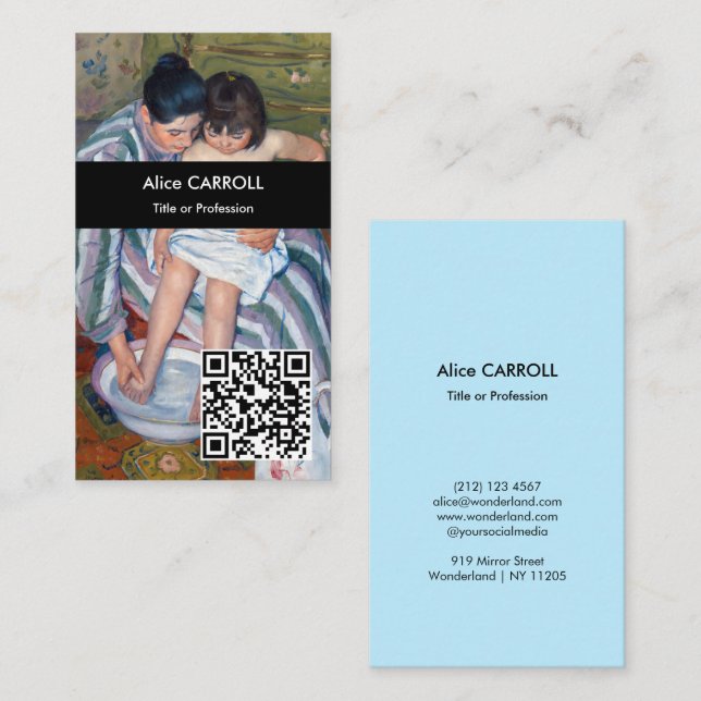 Mary Cassatt - The Child's Bath - QR Code Visitenkarte (Vorne/Hinten)