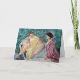 Mary Cassatt - Zwei Mütter mit Kindern in einem Bo Karte