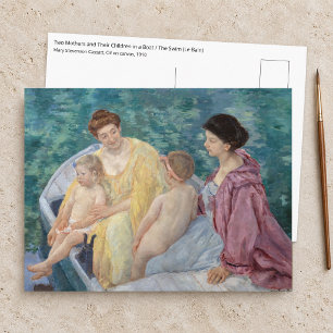 Mary Cassatt - Zwei Mütter mit Kindern in einem Bo Postkarte