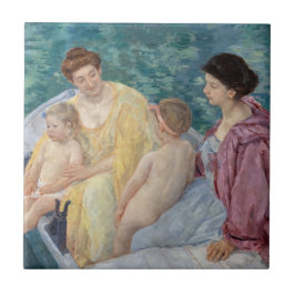 Mary Cassatt - Zwei Mütter und Kinder in einem Boo Fliese