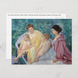 Mary Cassatt - Zwei Mütter und Kinder in einem Boo Postkarte