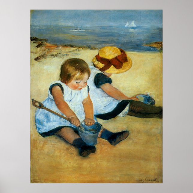 Mary Cassatts Children on the Beach (1884) Poster (Vorne)