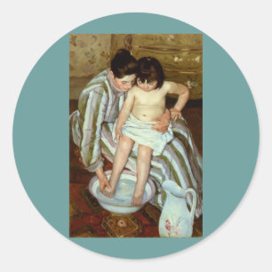 Mary Cassatts das Bad des Kindes (circa 1892) Runder Aufkleber
