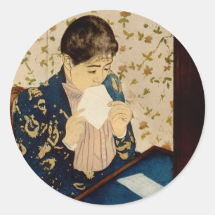 Mary Cassatts Der Brief (circa 1891) Runder Aufkleber