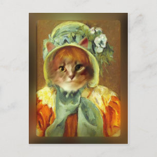 Mary Cassatts Katze in Bonnet Postkarte