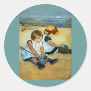 Mary Cassatts Kinder am Strand (1884) Runder Aufkleber