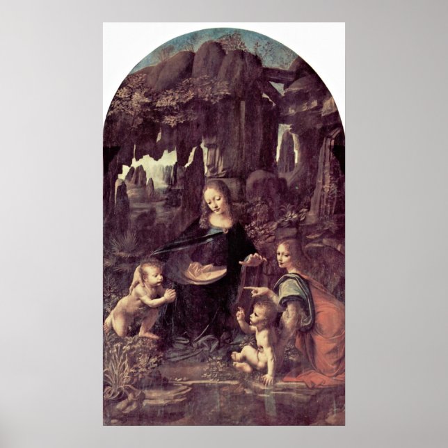 Mary, Christ Kind und Engel von Leonardo da Vinci Poster (Vorne)
