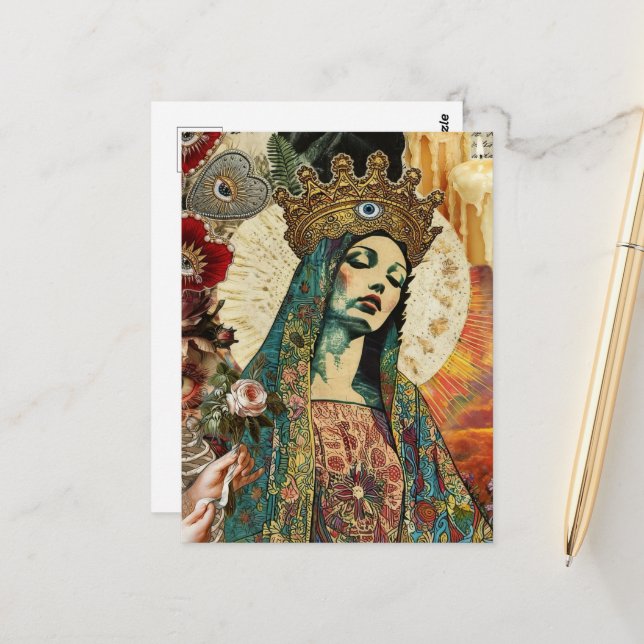 Mary Collage Postkarte (Vorderseite/Rückseite Beispiel)