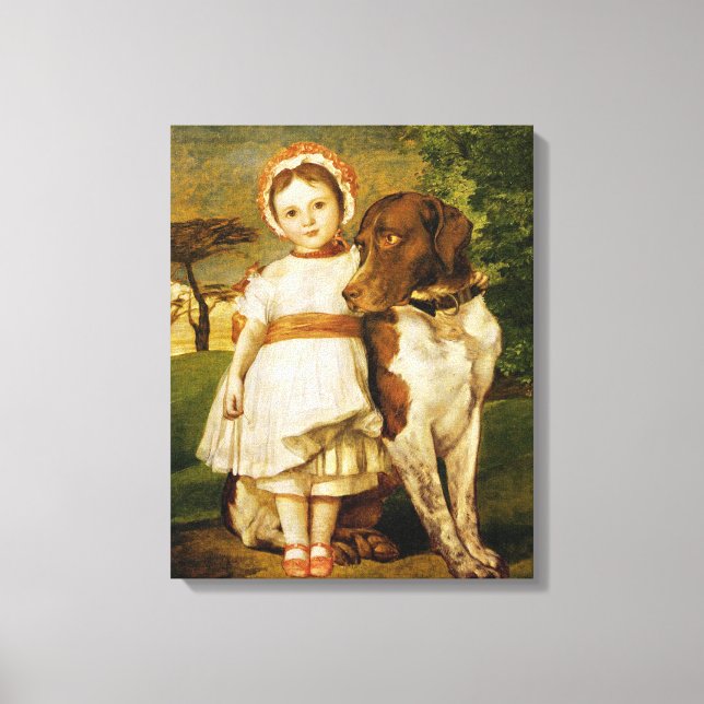 Mary Fox mit ihrem spanischen Pointer Dog (G.F. Wa Leinwanddruck (Vorderseite)