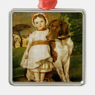 Mary Fox mit ihrem spanischen Pointer Dog (G.F. Wa Ornament Aus Metall