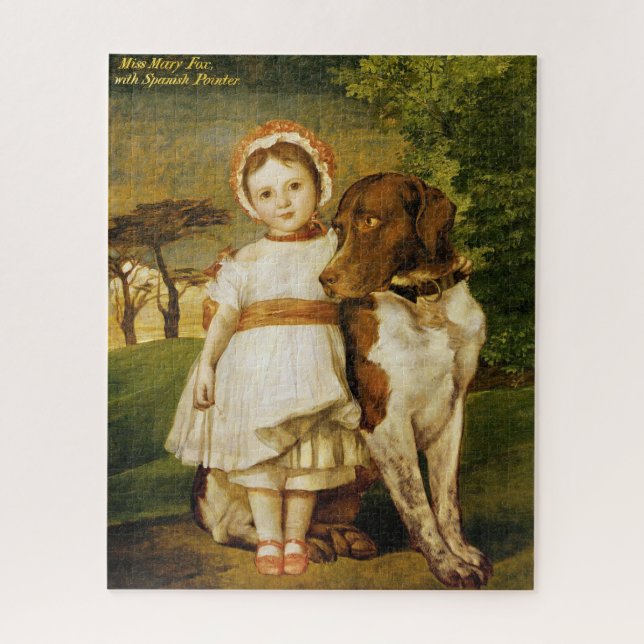 Mary Fox mit ihrem spanischen Pointer Dog (G.F. Wa Puzzle (Vertikal)