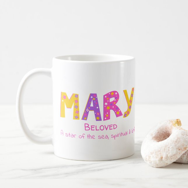 Mary Girls nennen rosa Sterne lila Blume Kaffeetasse (Mit Donut)